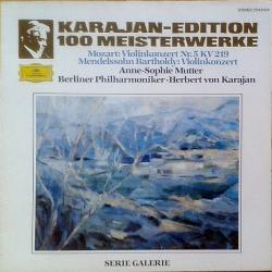 HERBERT VON KARAJAN Mozart: Violinkonzert Nr. 5 A-dur - Mendelssohn Bartholdy: Violinkonzert E-moll Виниловая пластинка 