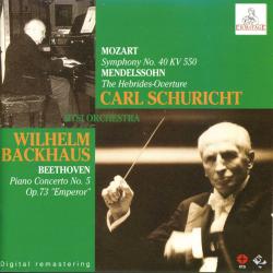 Mozart, Mendelssohn, Beethoven, Carl Schuricht, Wilhelm Backhaus Symphony No.40 KV 550 / The Hebrides-Overture / Piano Concerto No.5 Op.73 "Emperor" Фирменный CD 